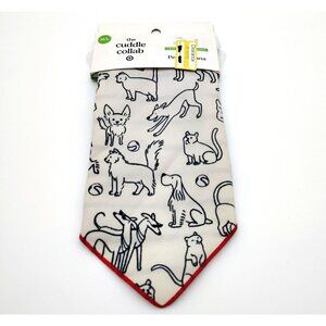 Cuddle Collab Pet Bandana M/L Dog Cat Black White Red Trim Never Worn Animal